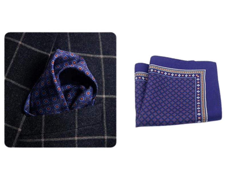 124 Violet Floral Patterned Silk Hankie