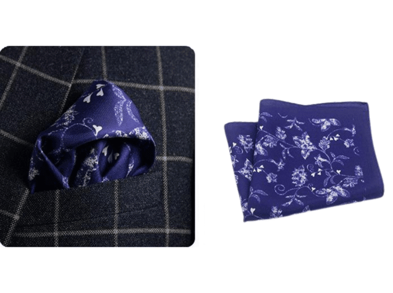 124 Navy Floral Silk Hankie