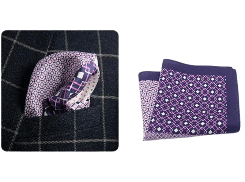 124 Purple Rhombus Silk Hankie