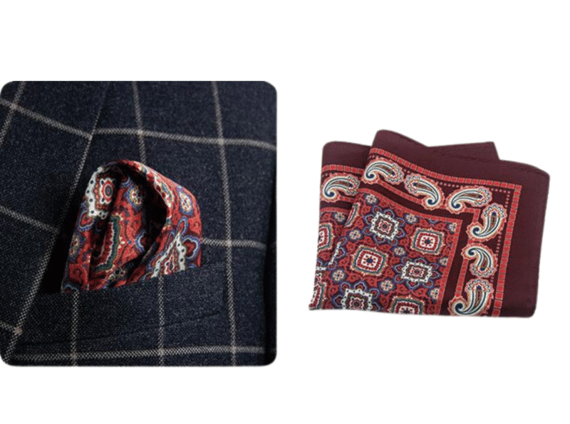 124 Red Abstract Patterned Silk Hankie