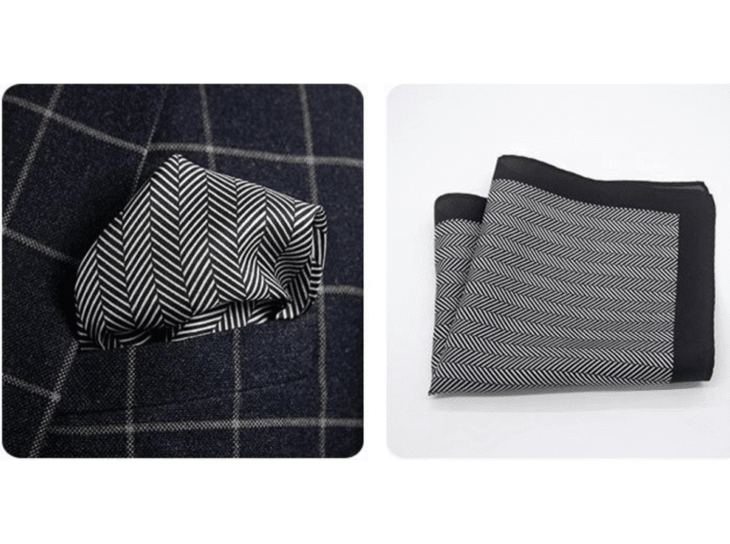 124 Grey Herringbone Silk Hankie