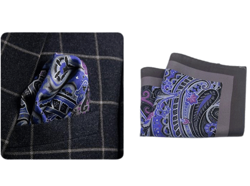 124 Silver Coloured Patterned Silk Hankie