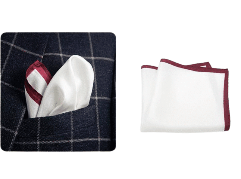 124 Red Edge White Silk Hankie