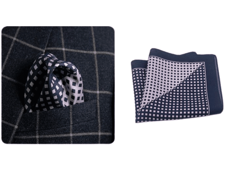 124 Navy and Pink Patterned Silk Hankie