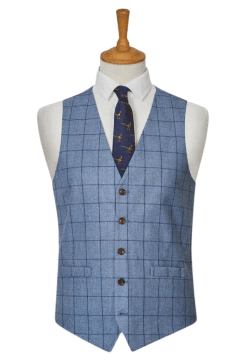 124 Blue Plaid Waistcoat