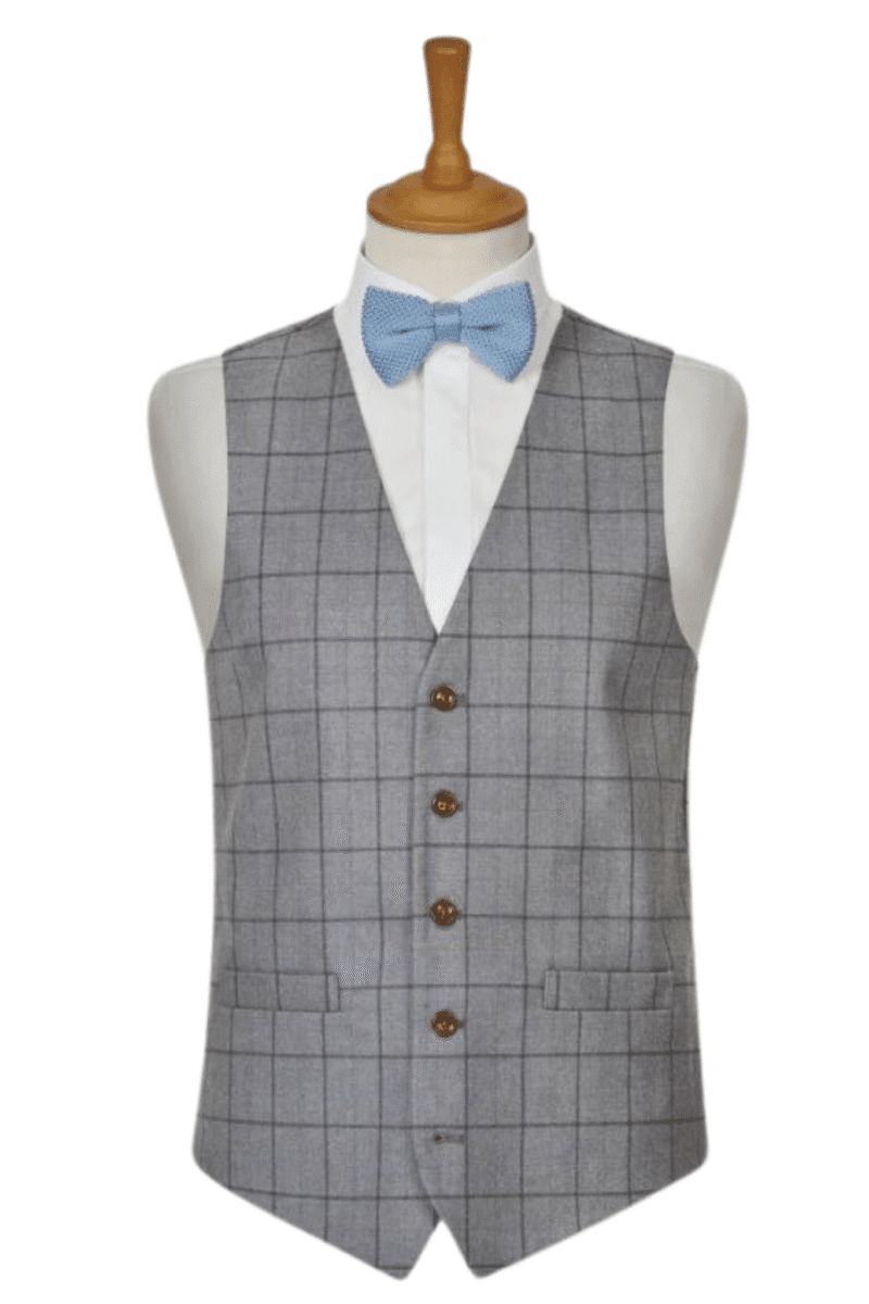 124 Grey Plaid Waistcoat