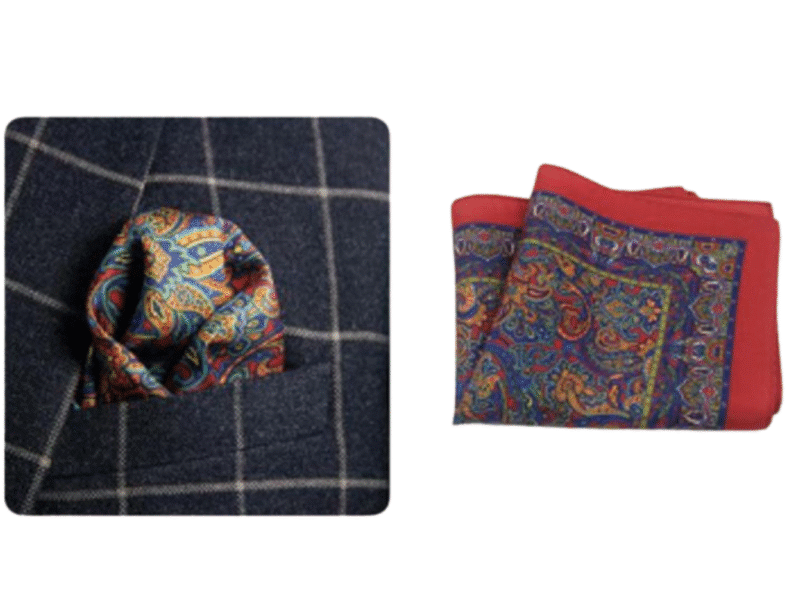 124 Orange Abstract Brocade Silk Hankie