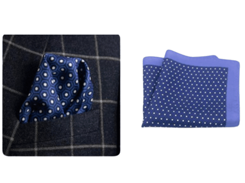 124 Navy Hexagon Silk Hankie