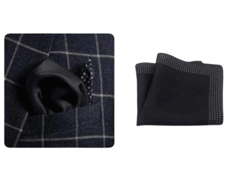 124 Black Dotted Silk Hankie
