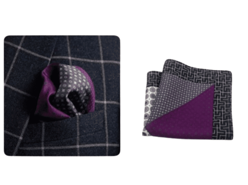 124 Violet and Purple Patterned Silk Hankie