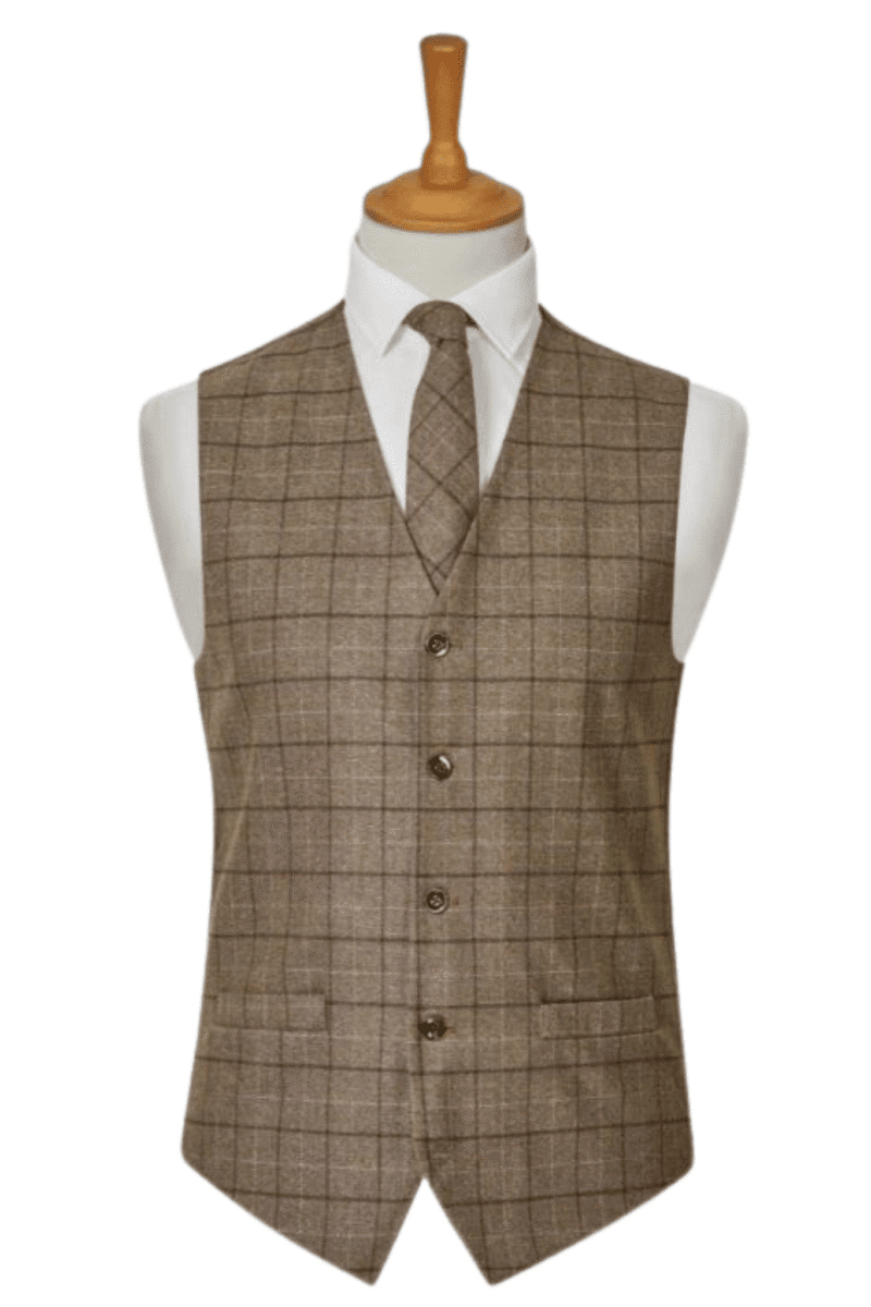 124 Brown Plaid Waistcoat