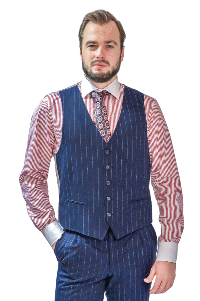 Windsor Navy Striped Waistcoat