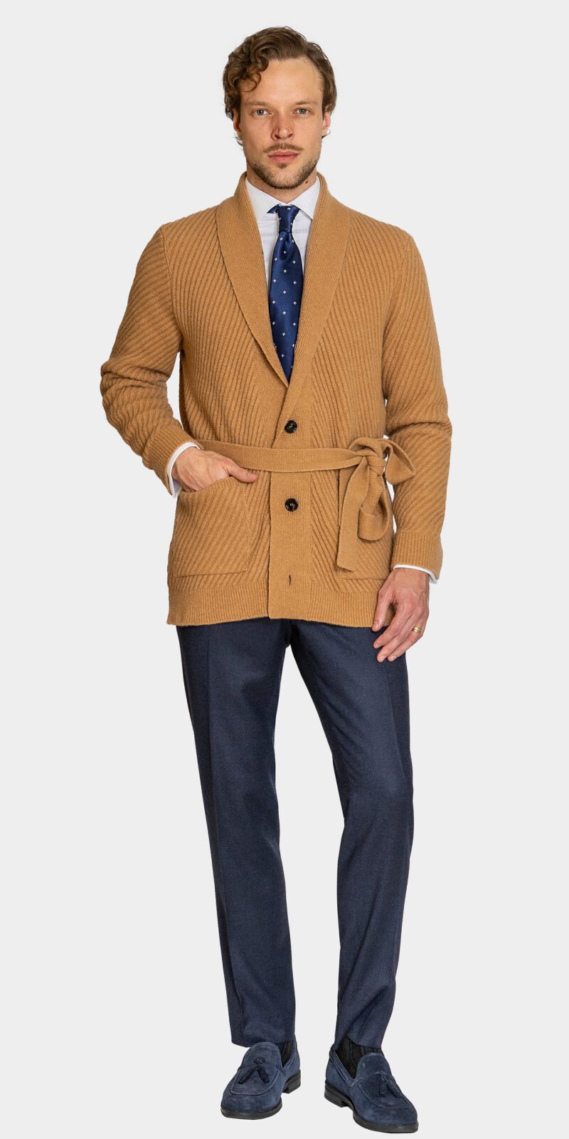 Camel Merino & Cashmere Cardigan