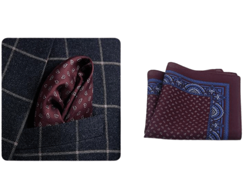 Bordeaux Patterned Silk Hankie