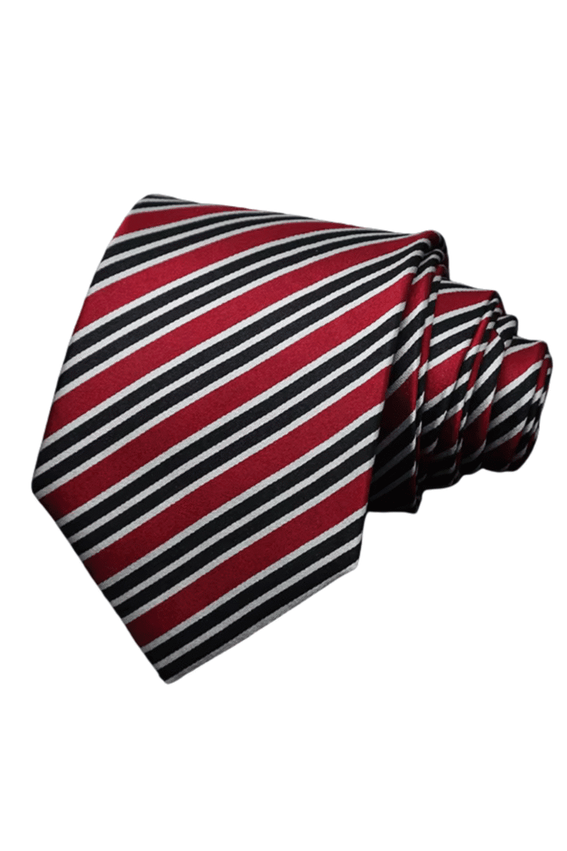 Red and Black Striped Silk Tie