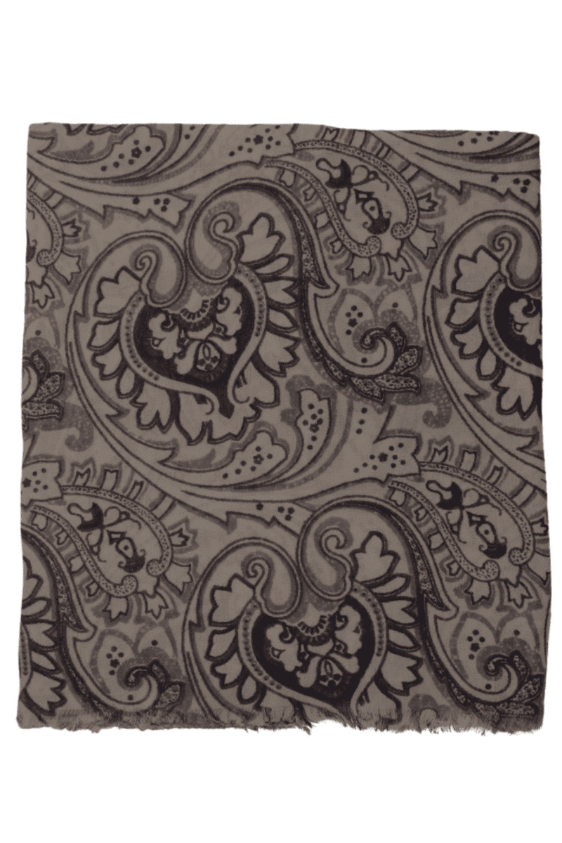 Brown Paisley Wool Scarf