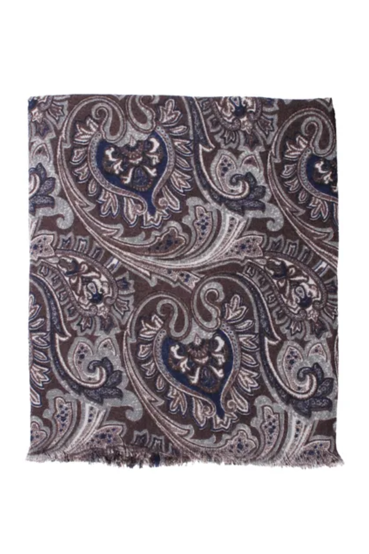 Brown Paisley Wool Scarf