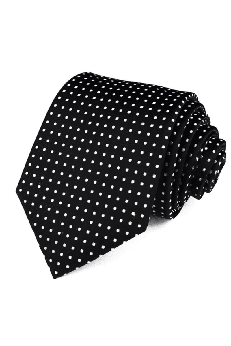 Black Dotted Silk Tie