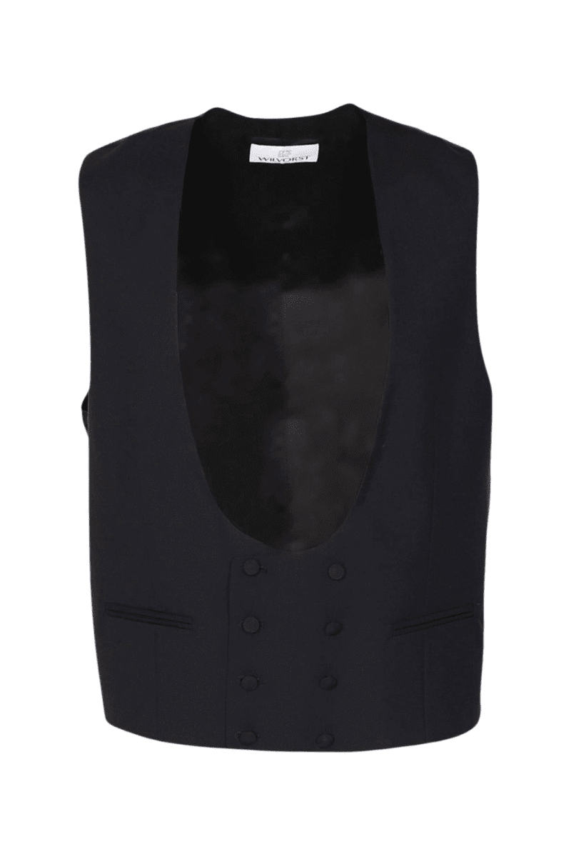 Black Double Breasted Tuxedo Waistcoat