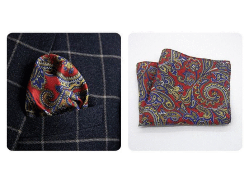 Red and Gold Paisley Silk Hankie