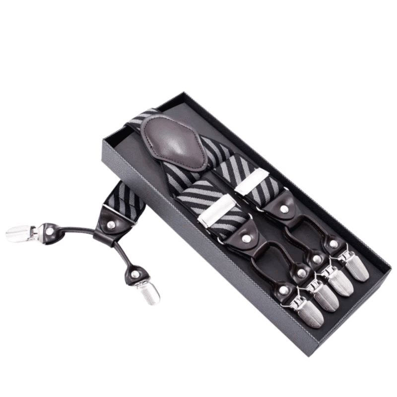 Black and White Striped Suspenders