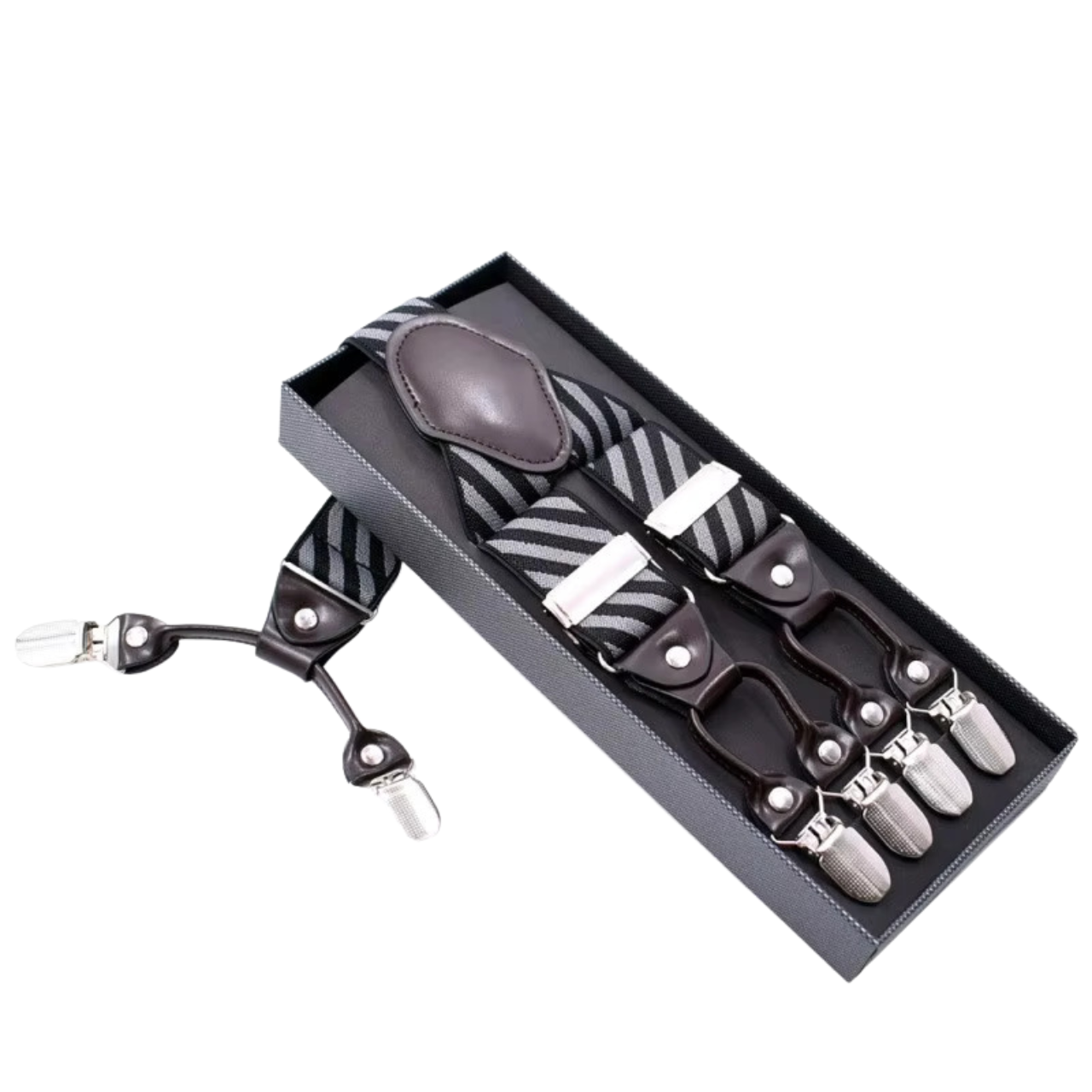 Black and White Striped Suspenders