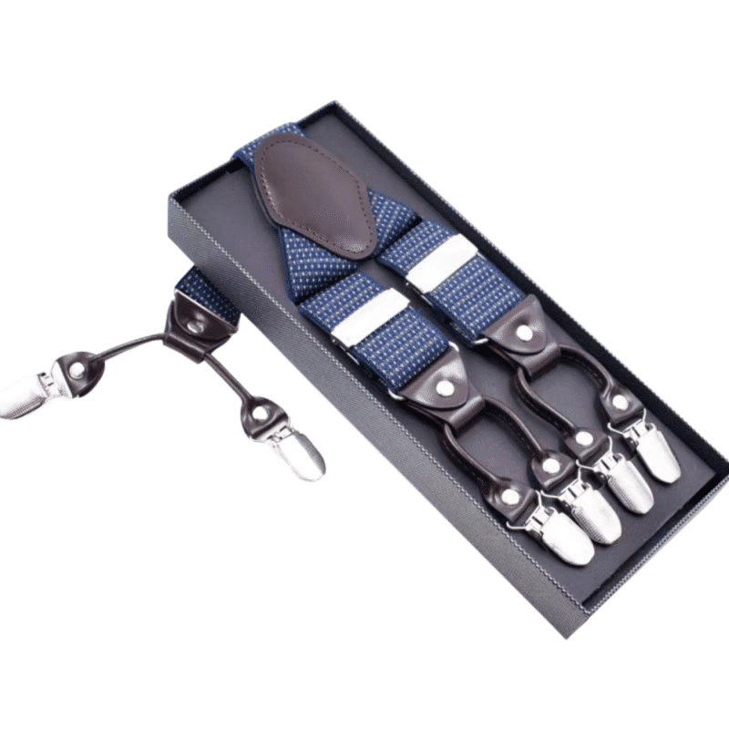 Mid Blue Patterned Suspenders
