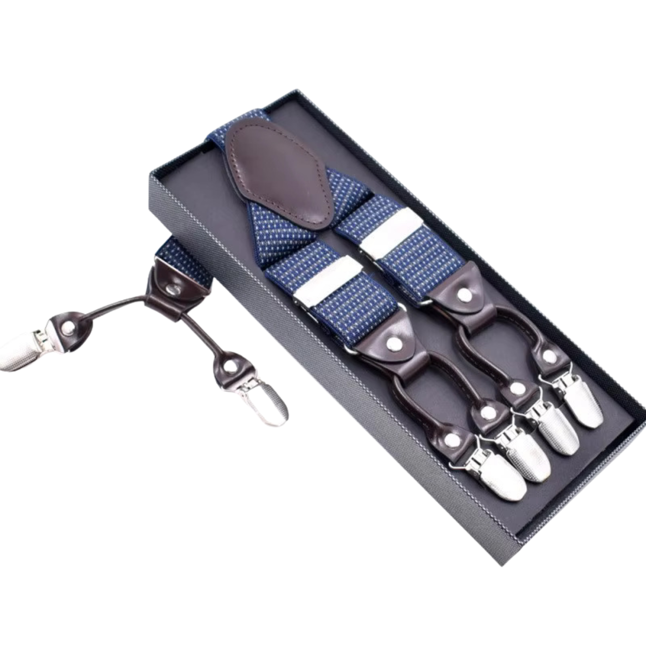 Mid Blue Patterned Suspenders