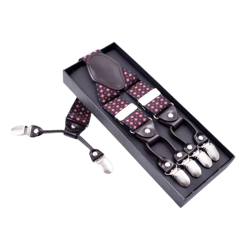 Navy and Red Patterned Suspenders