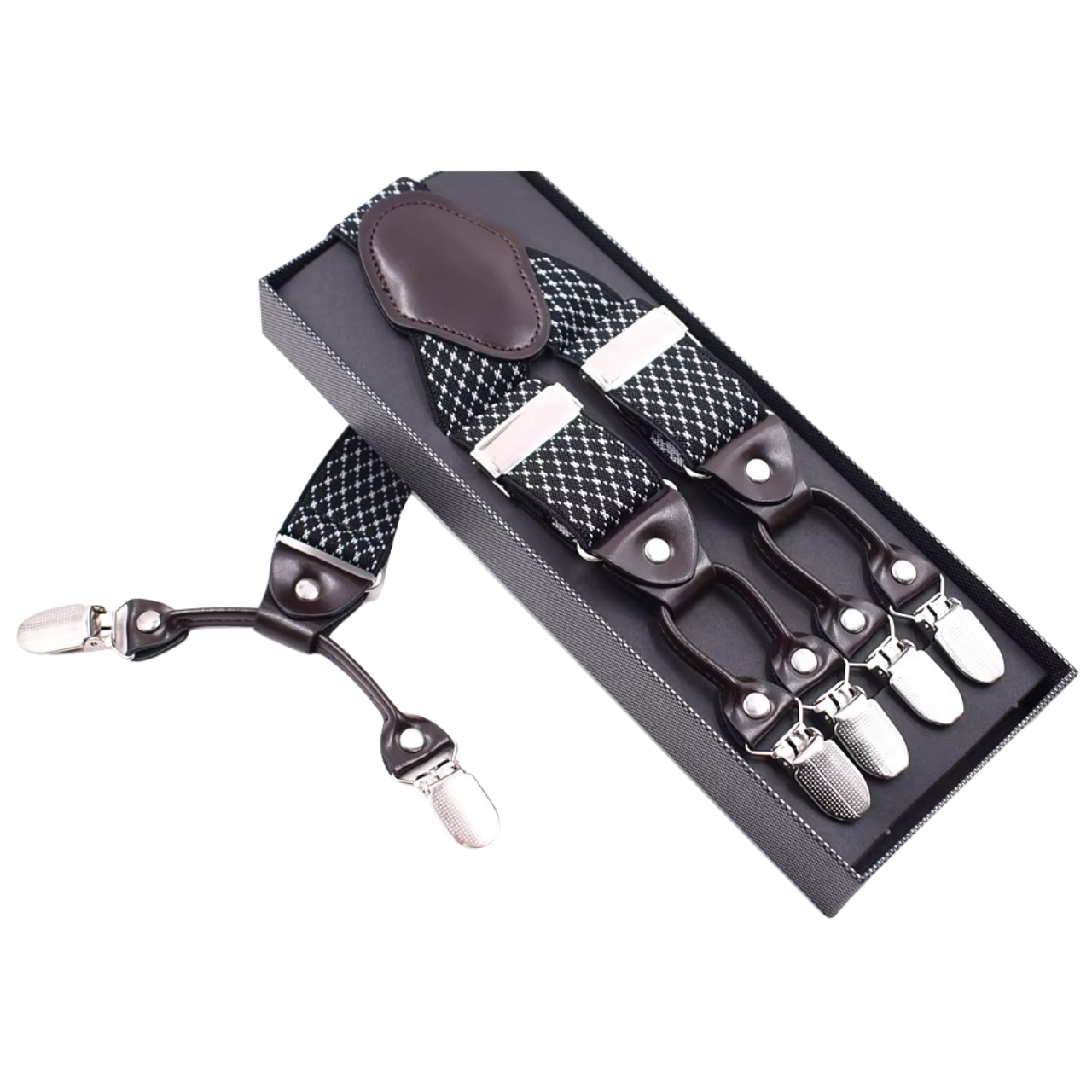 Black Patterned Suspenders