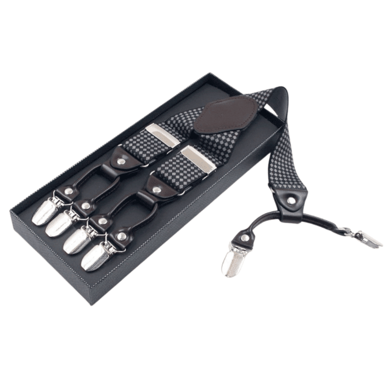 Black and White Rhombus Suspenders