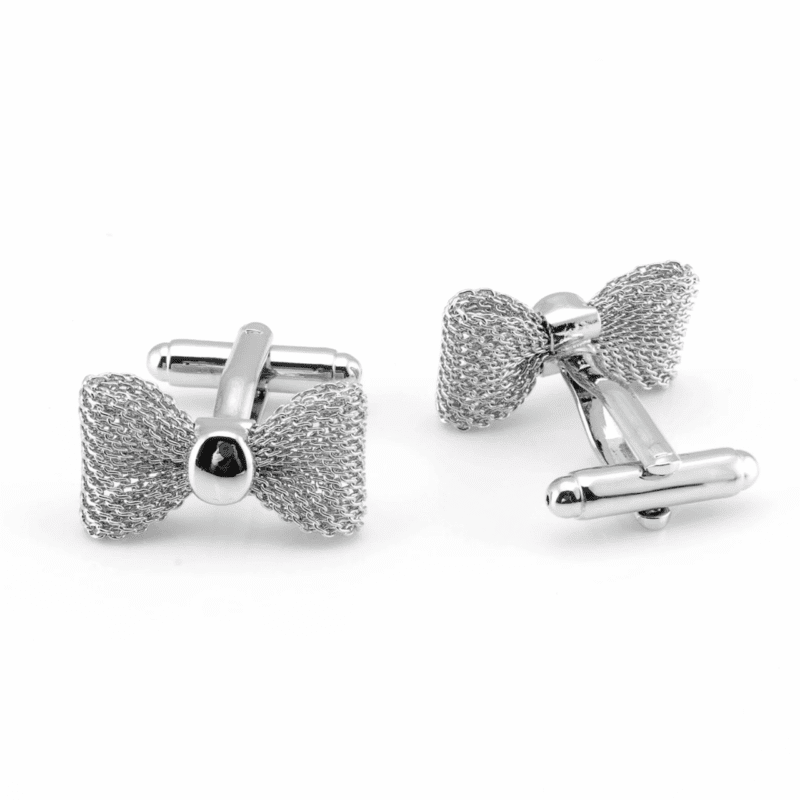 Silver Bow Tie Cufflinks