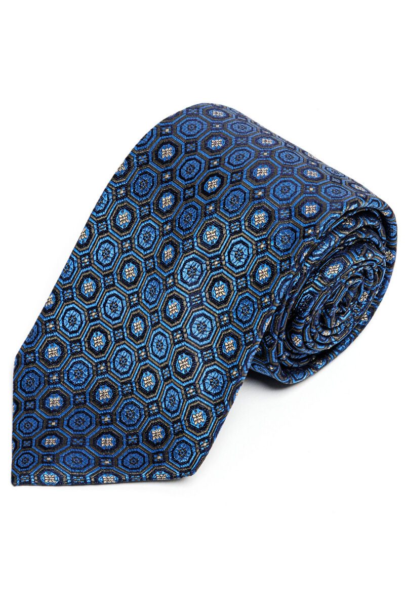 Blue Patterned Silk Tie