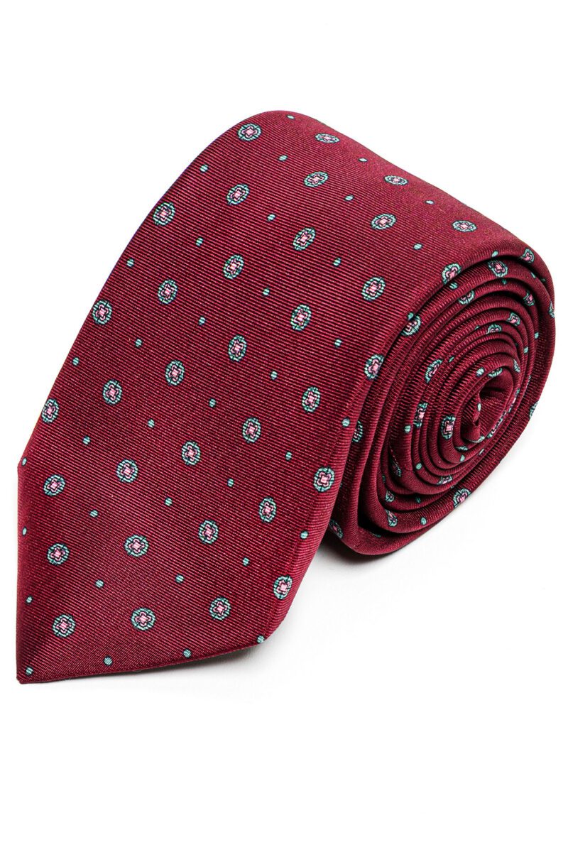 Cherry Red Patterned Silk Tie