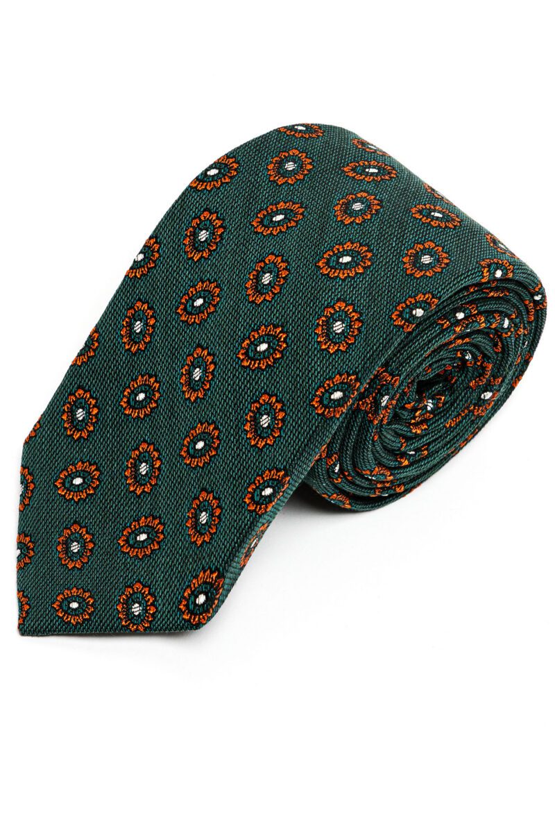 Green Forest Flower Wool Tie