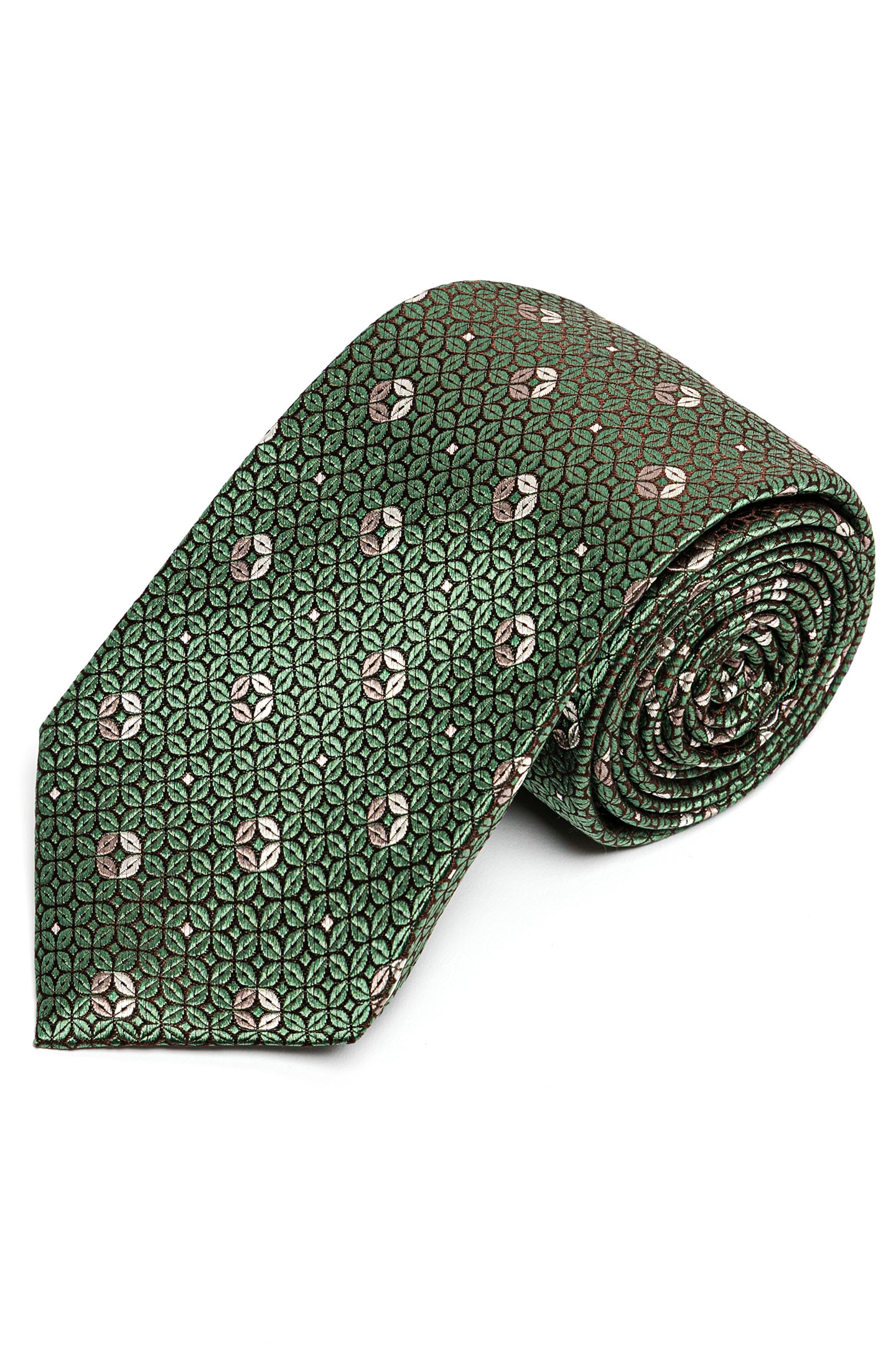 Green Patterned Silk Tie