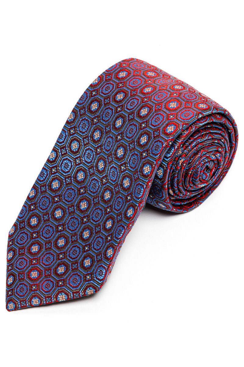 Red Iridescent Patterned Silk Tie