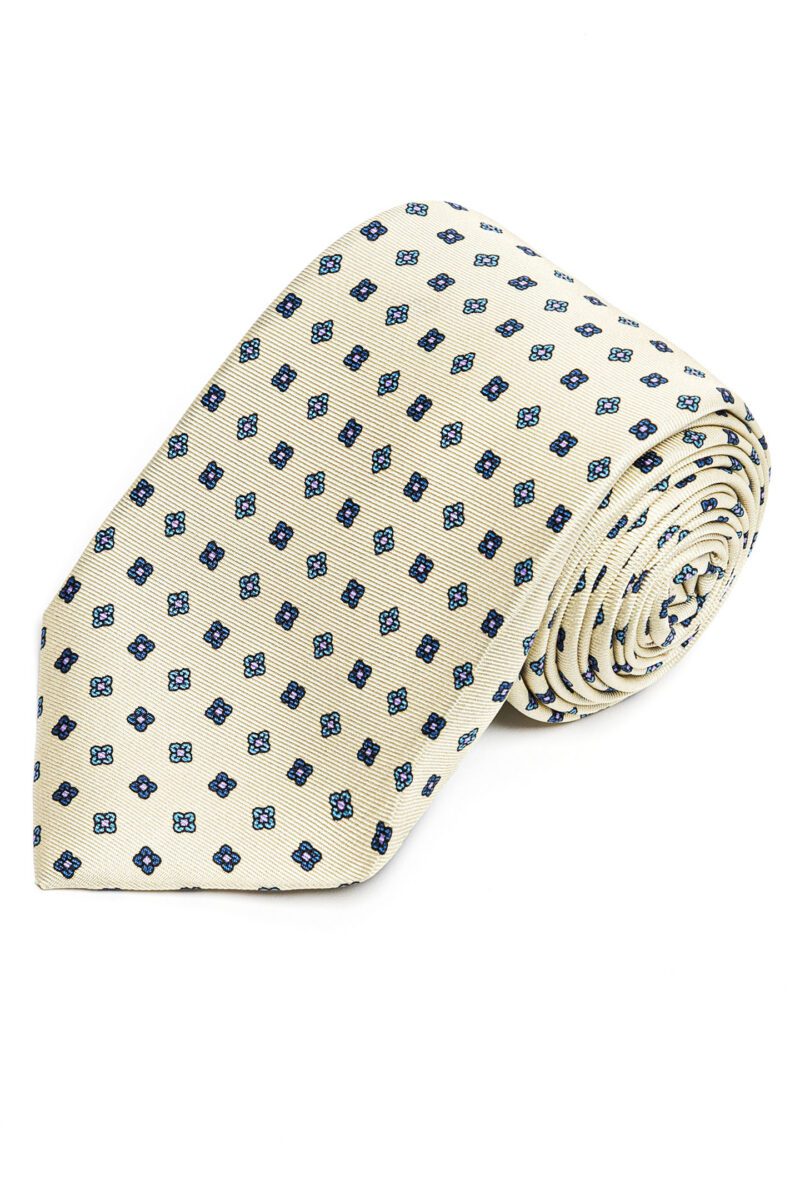 Light Yellow Patterned Silk Tie