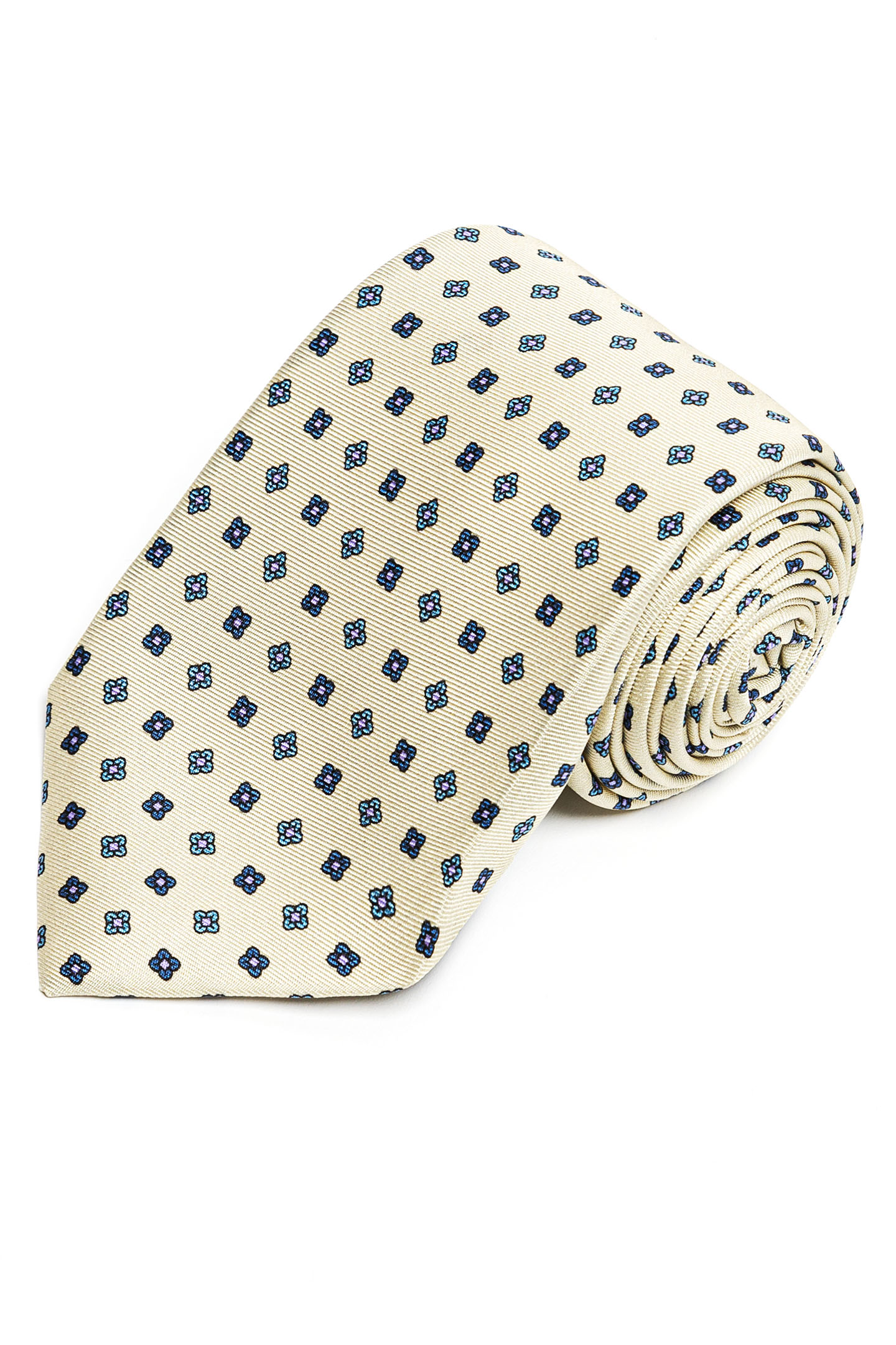 Light Yellow Patterned Silk Tie