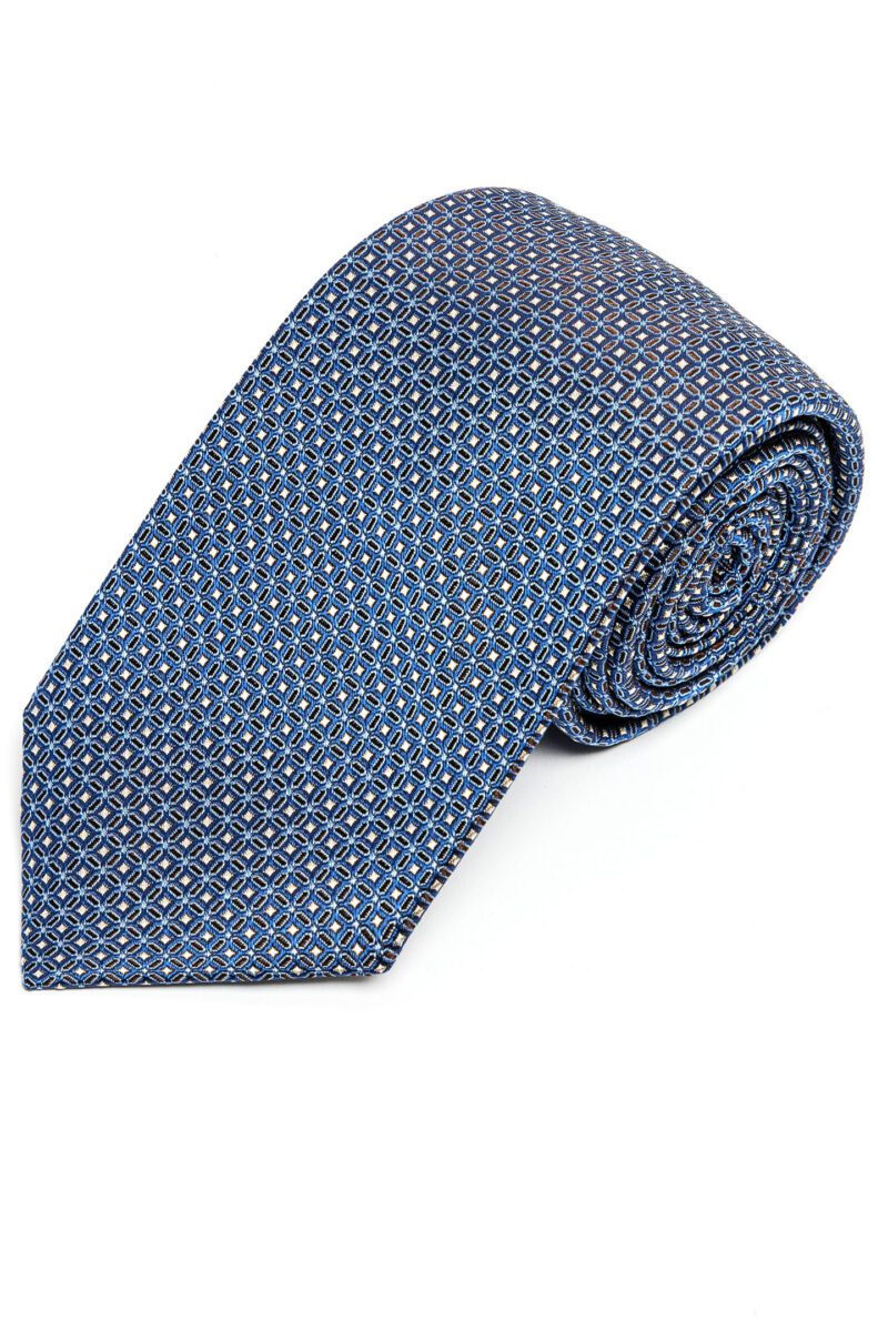 Mid Blue Patterned Silk Tie