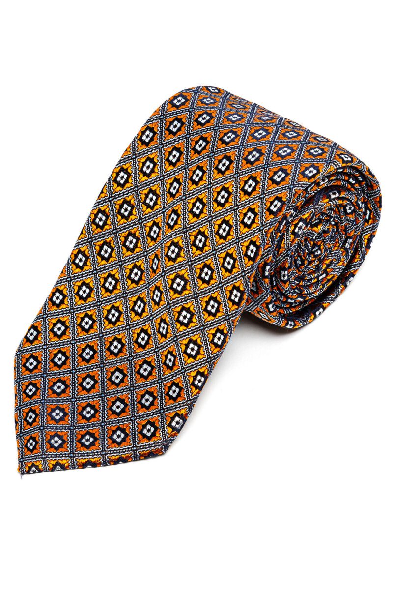 Orange Patterned Silk Tie