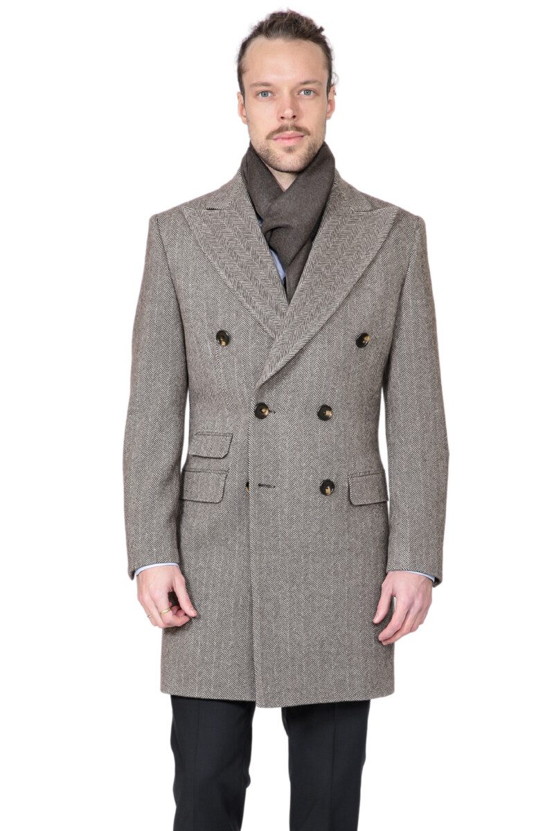 George Light Brown Double Breasted Coat